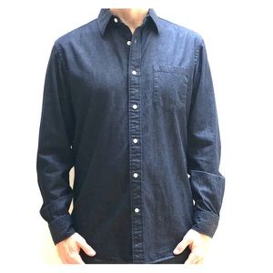 BR dark blue cotton/linen button-up shirt